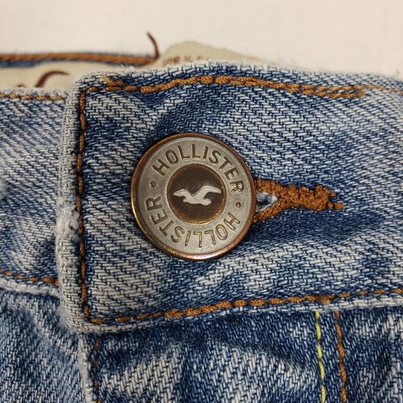 Hollister Y2K 90s Vintage Mini Skirt Denim Blue Distressed Junior Size 7 - Picture 4 of 11